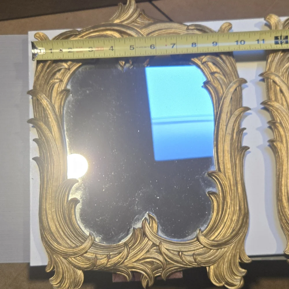 2 Vintage Tabletop Mirrors with Ornate Gold Frame by Syroco, Hollywood Regency